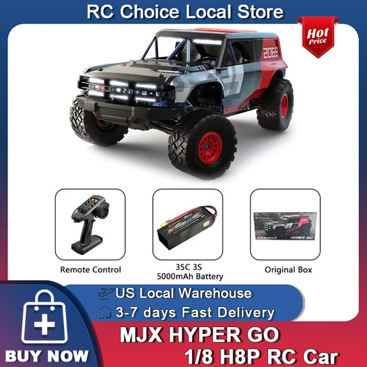 MJX HYPER GO H8P 1/8 Scale RC Car 3S Brushless RTR 4WD Off-Road Climbing Vehicle Simulation Remote Control Toys ﻿as Gift