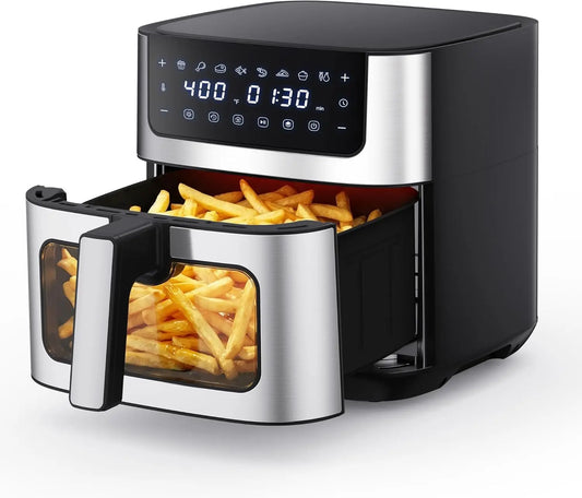 6.34QT Air Fryer with Visible Window, 400℉ Fast Heating, Nonstick Dishwasher-Safe Basket, 8-in-1 Presets