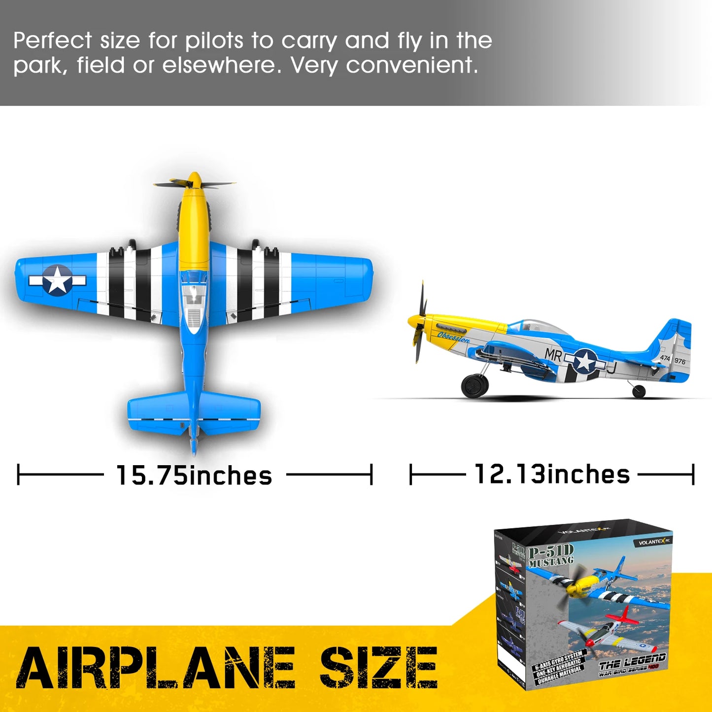 Volantexrc 4-CH RTF RC Plane, P-51D Mustang RC Airplane, One-Key Aerobatic, 6-Axis Gyro, Suitable for Outdoors and Gifts