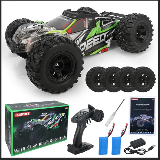 TINGEN 1:10 Brush RC Car for Adult Real 46KM/H Off Road for All Kind of Terrain 4WD Remote Control About 100Meter(Green)