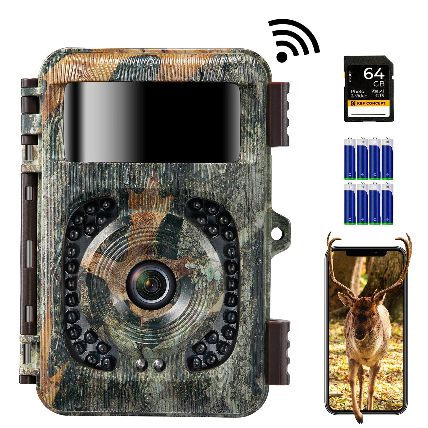 4K WiFi Trail Camera 48MP Game Camera with 0.2s Trigger 120° Detection Starlight Night Vision IP66 Waterproof Cameras For Travel