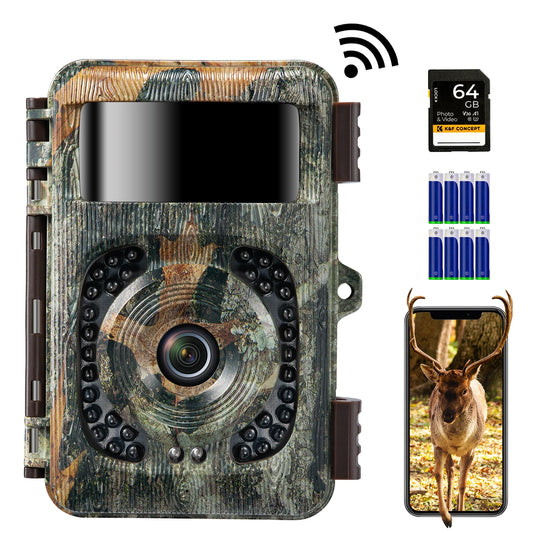 4K WiFi Trail Camera 48MP Game Camera with 0.2s Trigger 120° Detection Starlight Night Vision IP66 Waterproof Cameras For Travel