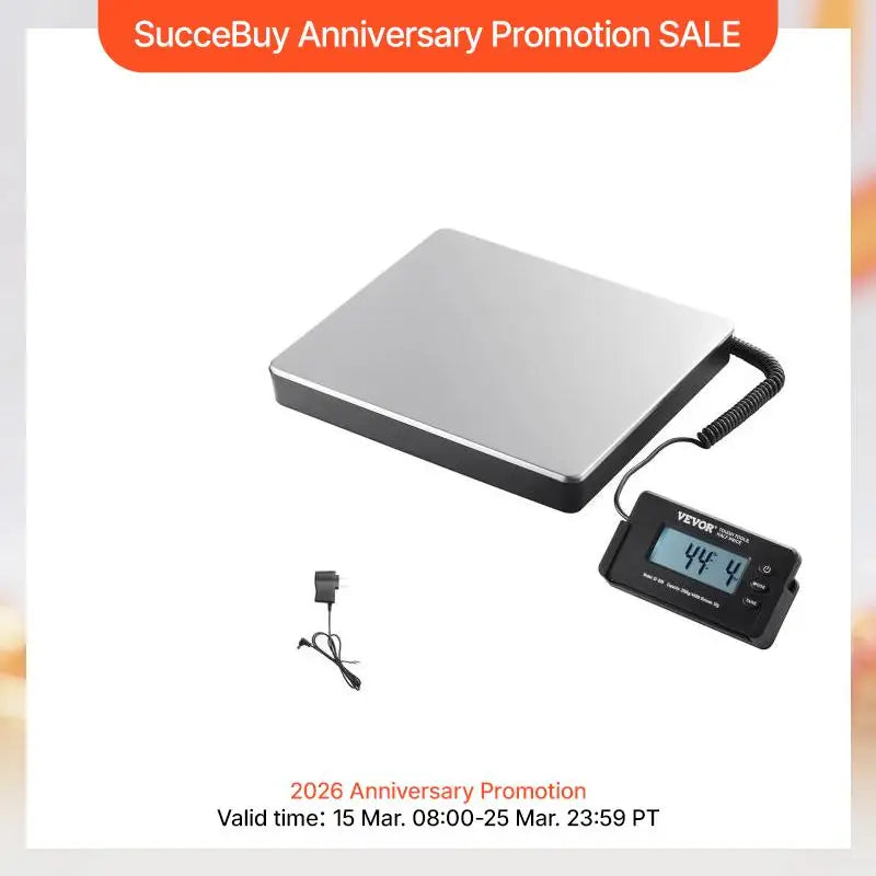 SucceBuy 440lbs Digital Shipping Scale with Timer Tare Function HD LCD Screen Portable Package Postal Scale for Home Post Office