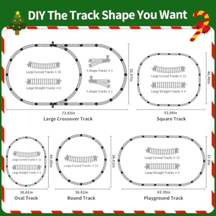 Model Train Set Remote Control Train Toys with 3Way Smoke Locomotive 5 Train Cars Luxury Track Kit 12 Animal Toys Authentic Tra