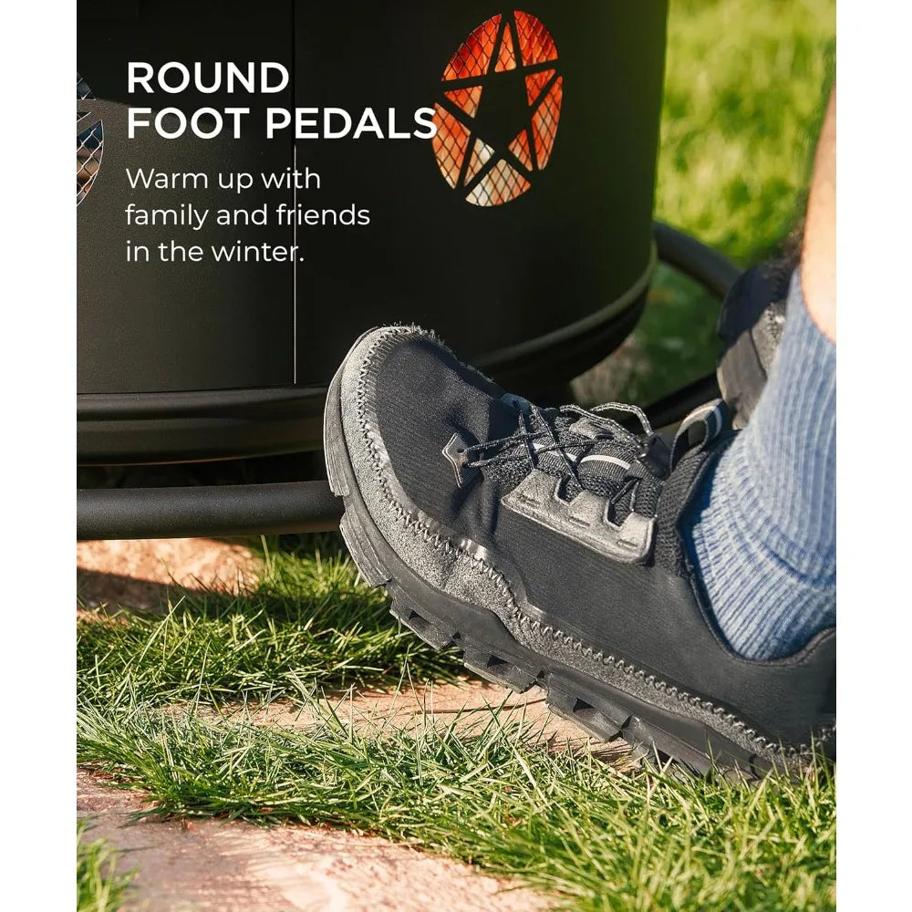 43 Inch Fire Pit with BBQ Grill,  for Outside with Lid & Poker, Extra Large Heavy Duty Firepits,Wood Burning Fire Pits