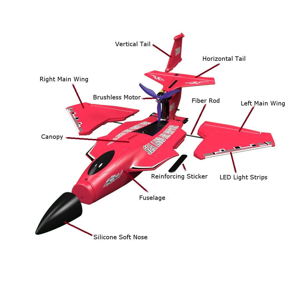 XIAXIU Raptor H650 Sea Land Air 490mm Wingspan 2.4GHz 6CH Smart Balance EPP RC Airplane Warbird Fighter Seaplane RTF For Beginne