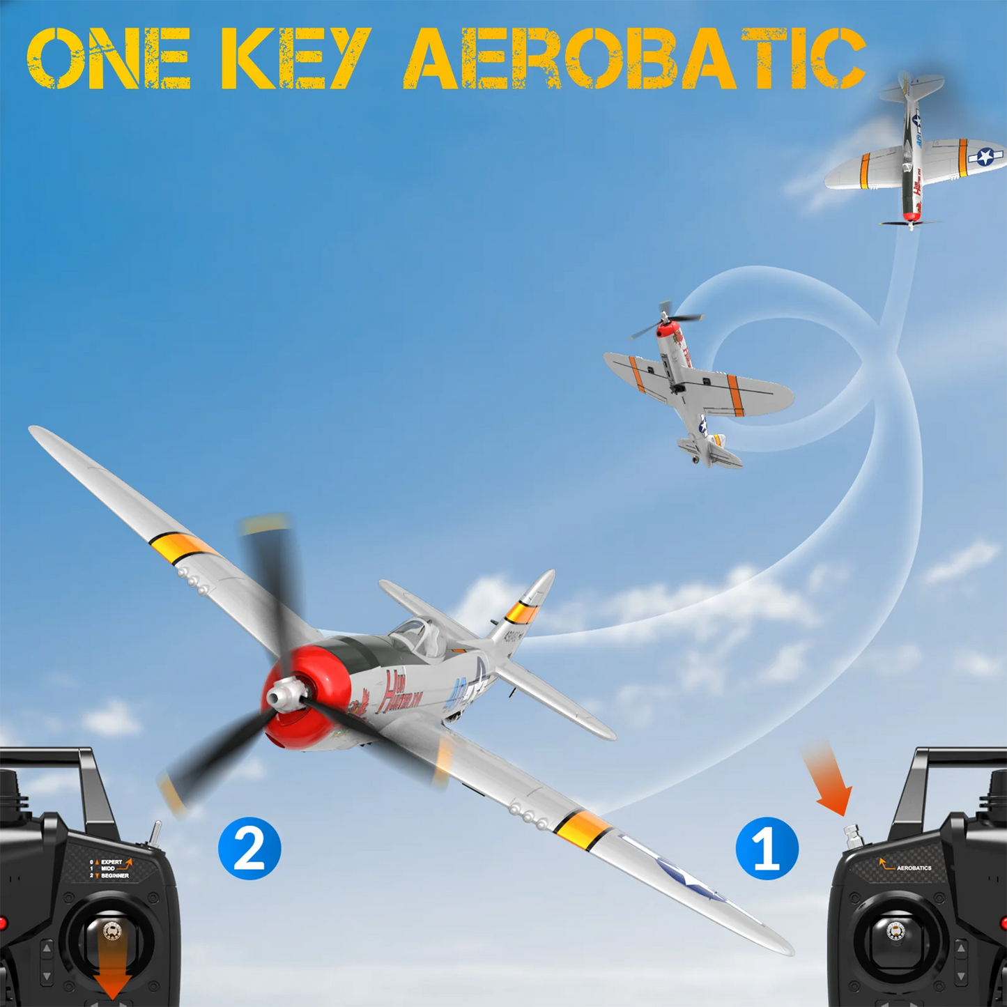 VOLANTEXRC RC Plane,RTF 4CH  P-47 Thunderbolt RC Airplane, X-Pilot Stabilization System,One Key Aerobatic, Suitable for outdoors