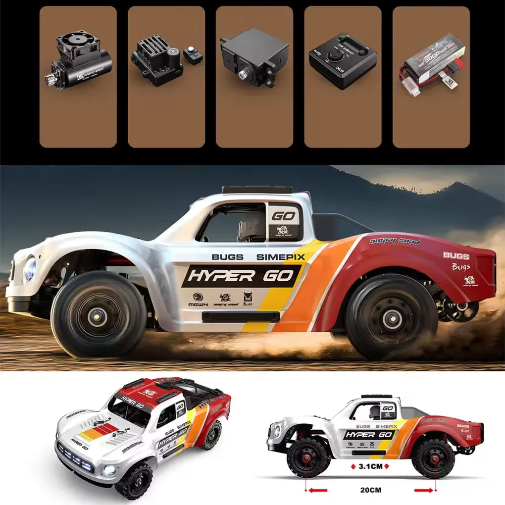 MJX HYPER GO 14211 Racing Car 1/14 Short Truck 45A ESC Brushless Motor 47 KM/H Large Foot 4WD RC Car Remote Control Car Toy MJX