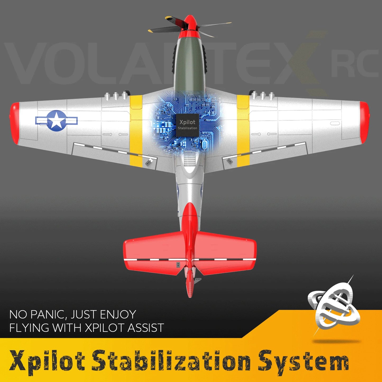 Volantex RC Plane, 4-CH P-51D Mustang RC Airplane,3 Flight Modes,One-Key Aerobatic, RTF Ideal Park Flyer, Suitable for Gifts